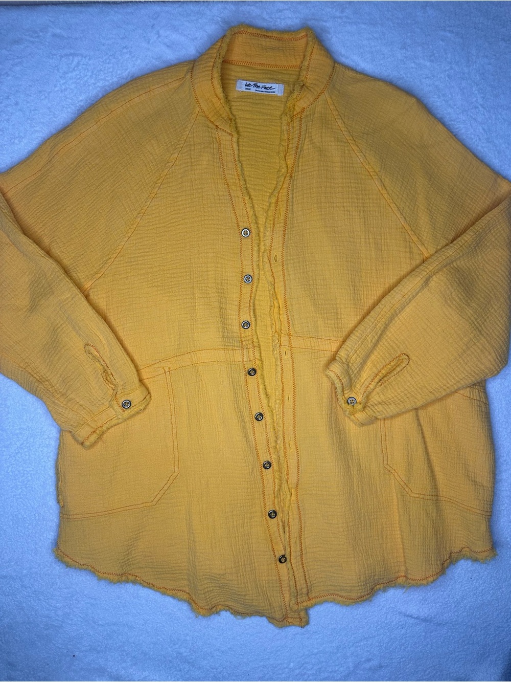 Free People We The Free Cardigan Sweater Women’s L Mustard Yellow Button